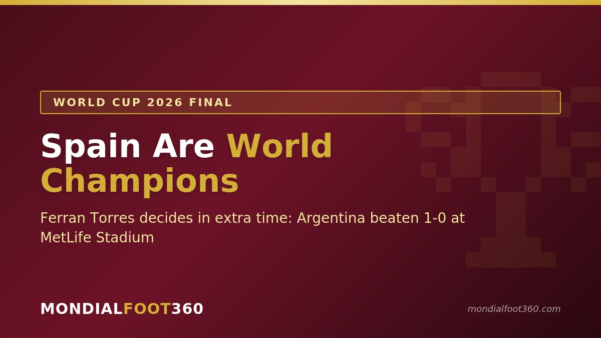 Spain Are World Champions: Argentina Beaten 1-0 in Extra Time